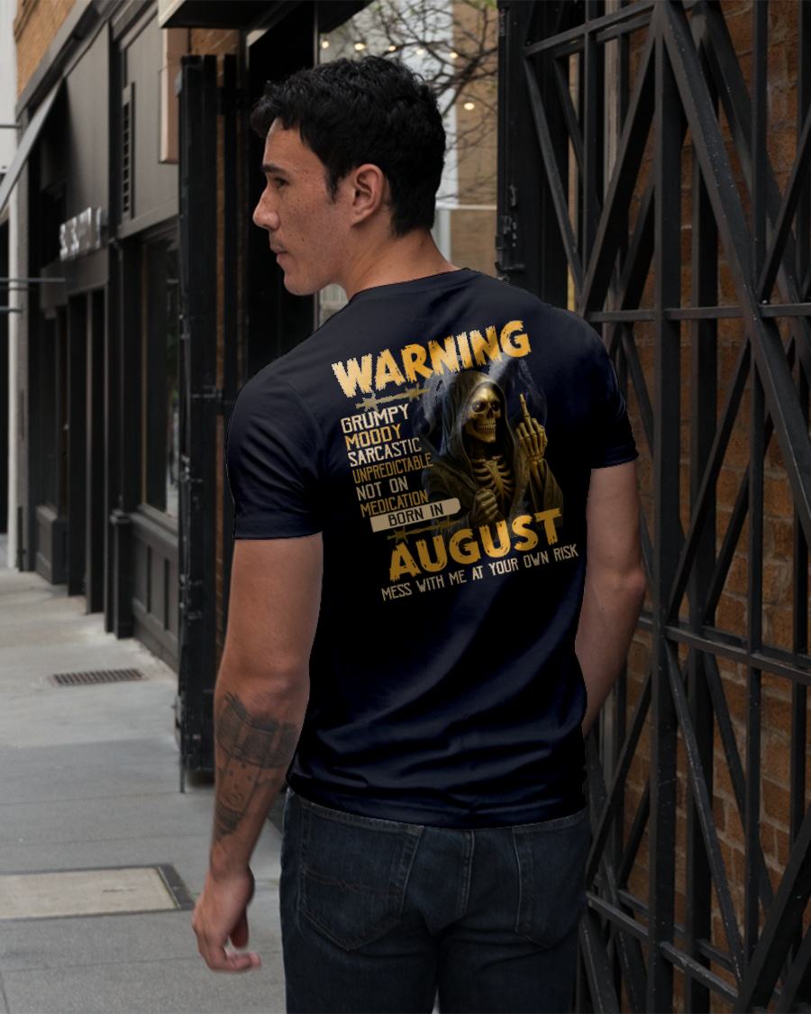 AUGUST - WARNING GRUMPY MOODY - BIRTHDAY T-SHIRT FOR MEN - Virgo08 (SKU26T-01-07-08)
