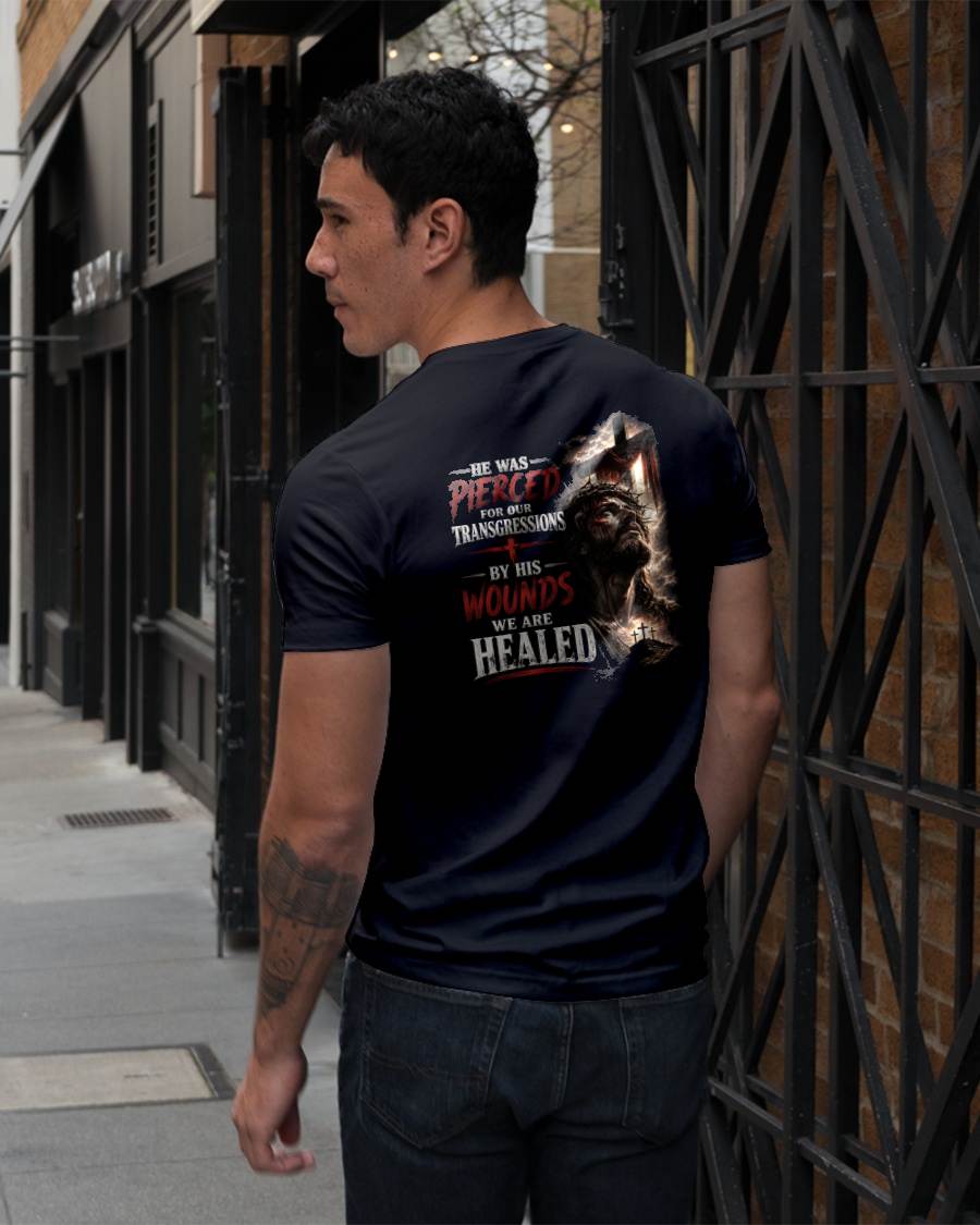 HE WAS PIERCED FOR OUR TRANSGRESSIONS  - CHRISTIAN T-SHIRT - FOR MEN Virgo00 (SKU2608-70)