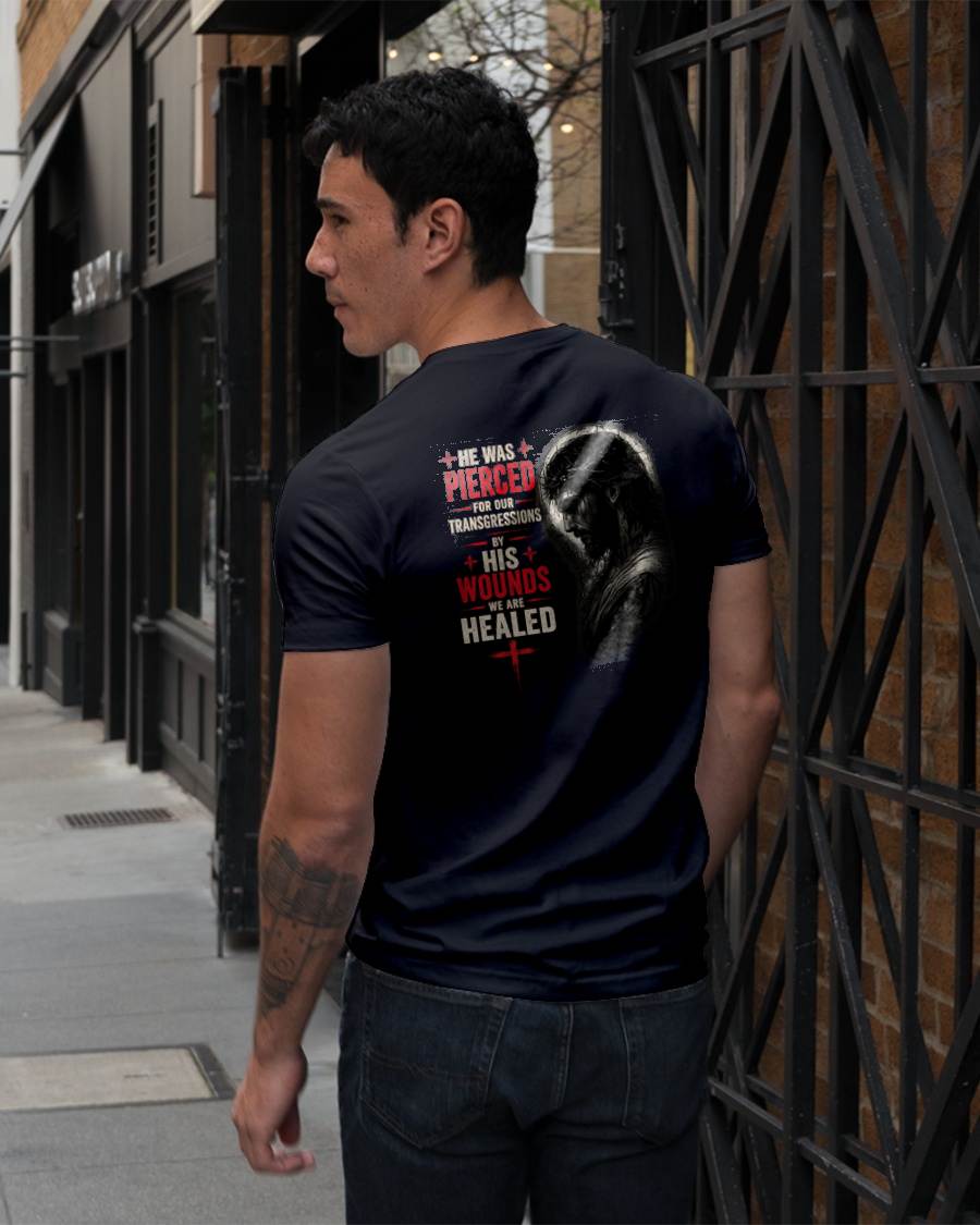 HE WAS PIERCED FOR OUR TRANSGRESSIONS  - CHRISTIAN T-SHIRT - FOR MEN Virgo00 (SKU2608-71)