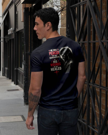 HE WAS PIERCED FOR OUR TRANSGRESSIONS  - CHRISTIAN T-SHIRT - FOR MEN Virgo00 (SKU2608-71)