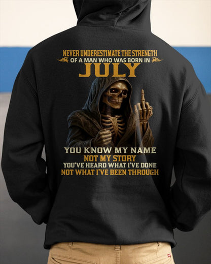 JULY - NEVER UNDERESTIMATE - BIRTHDAY T-SHIRT FOR MEN - Virgo07 (SKU26T-01-06-07)