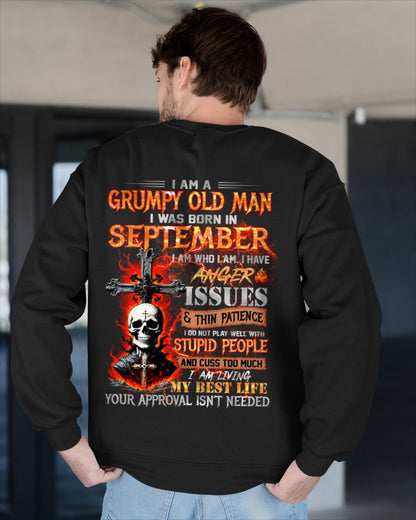 SEPTEMBER - GRUMPY OLD MAN T-SHIRT - FUNNY SKULL ANGER ISSUES TEE - PERFECT GIFT FOR MEN Virgo09 / male (SKU12-319-09)