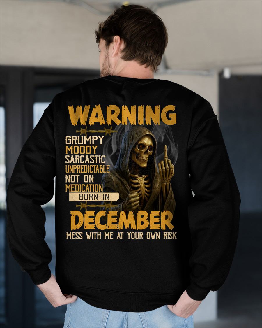 DECEMBER - WARNING GRUMPY MOODY - BIRTHDAY T-SHIRT FOR MEN - Virgo12 (SKU26T-01-07-12)