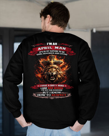 APRIL - KIND AND LOVING ARE MY NATURE - PREMIUM DTG PRINT BIRTHDAY T-SHIRT FOR MEN - Virgo04 (SKU26T-01-31-04)