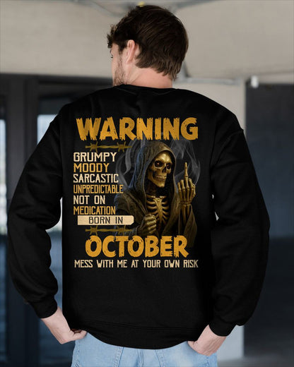 OCTOBER - WARNING GRUMPY MOODY - BIRTHDAY T-SHIRT FOR MEN - Virgo10 (SKU26T-01-07-10)