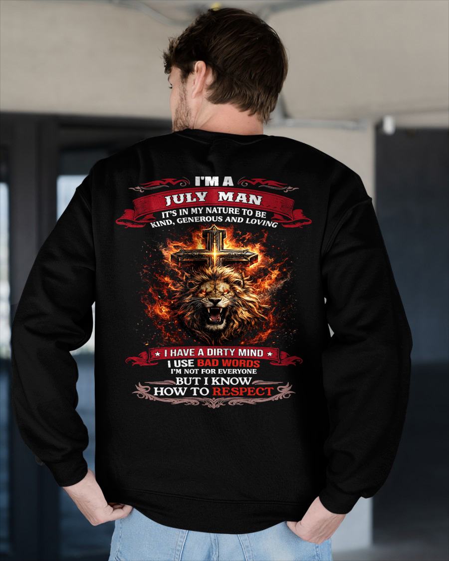 JULY - KIND AND LOVING ARE MY NATURE - PREMIUM DTG PRINT BIRTHDAY T-SHIRT FOR MEN - Virgo07 (SKU26T-01-31-07)