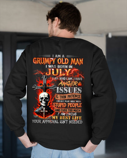 JULY - GRUMPY OLD MAN T-SHIRT - FUNNY SKULL ANGER ISSUES TEE - PERFECT GIFT FOR MEN Virgo07 / male (SKU12-319-07)