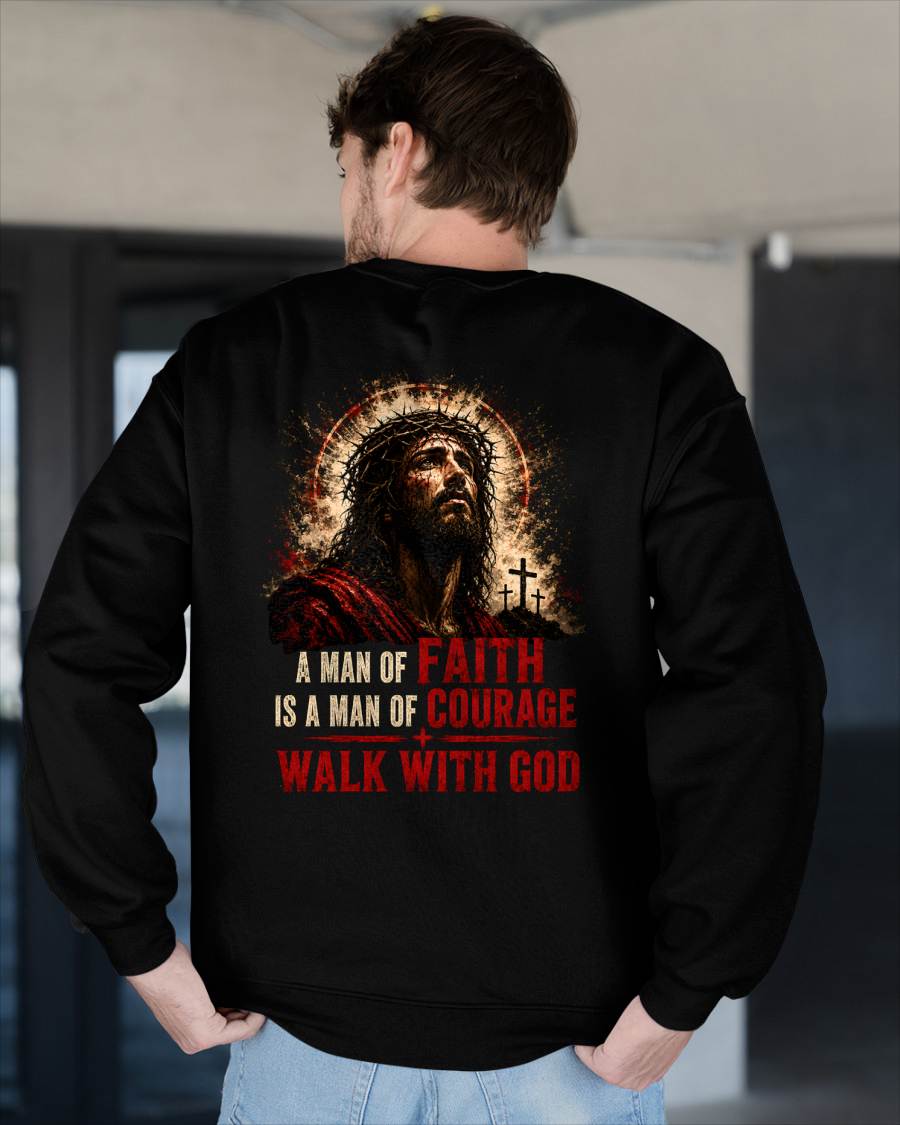 A MAN OF FAITH IS A MAN OF COURAGE  - CHRISTIAN T-SHIRT - FOR MEN Virgo00 (SKU2608-72)