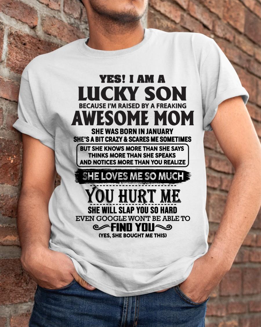 January - Yes! I'm A Lucky Son - Perfect Gift For Your Son From Mom - virgo01 (SKU-LKW-01)