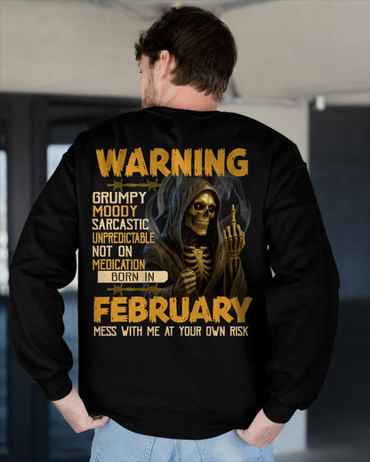 FEBRUARY - WARNING GRUMPY MOODY - BIRTHDAY T-SHIRT FOR MEN - Virgo02 (SKU26T-01-07-02)