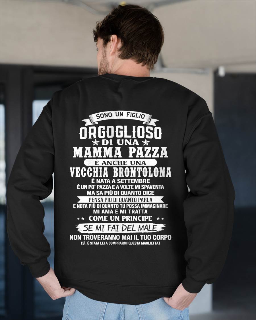 SETTEMBRE SHIRT, ORGOGLIOSO DI UNA MAMMA PAZZA – DALLA MAMMA AL FIGLIO – VIRGO09 (SKU2606-204-09)