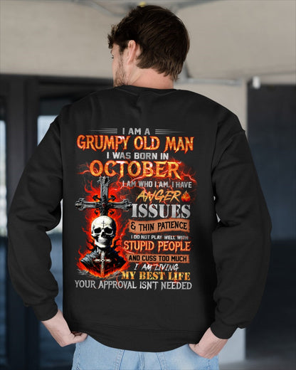 OCTOBER - GRUMPY OLD MAN T-SHIRT - FUNNY SKULL ANGER ISSUES TEE - PERFECT GIFT FOR MEN Virgo10 / male (SKU12-319-10)