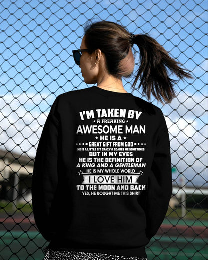 I'M TAKEN BY A FREAKING AWESOME GUY - T SHIRT GIFT FROM HUSBAND - virgo00 (SKU2608-424-00)
