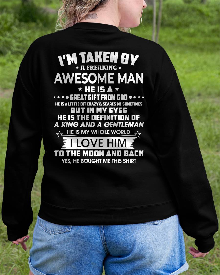 I'M TAKEN BY A FREAKING AWESOME GUY - T SHIRT GIFT FROM HUSBAND - virgo00 (SKU2608-424-00)