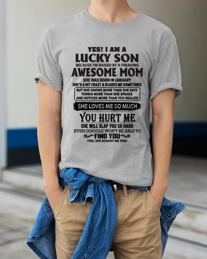 January - Yes! I'm A Lucky Son - Perfect Gift For Your Son From Mom - virgo01 (SKU-LKW-01)