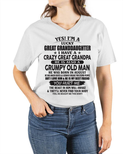 AUGUST - LUCKY GREAT GRANDDAUGHTER OF CRAZY GREAT GRANDPA - PERFECT GIFT FROM GREAT GRANDPA - virgo08 (SKU12-287-08)