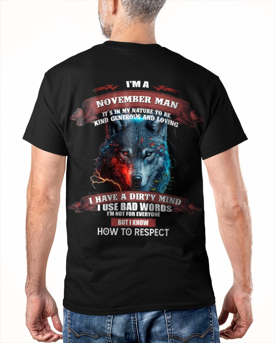 NOVEMBER - KNOW HOW TO RESPECT - BIRTHDAY T-SHIRT FOR MEN - Virgo11 / male (SKU12-162-11)