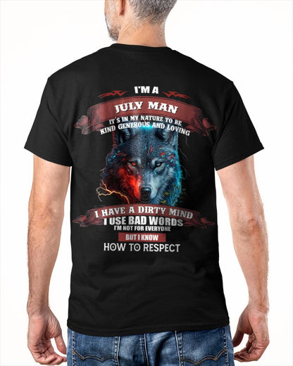 JULY - KNOW HOW TO RESPECT - BIRTHDAY T-SHIRT FOR MEN - Virgo07 / male (SKU12-162-07)