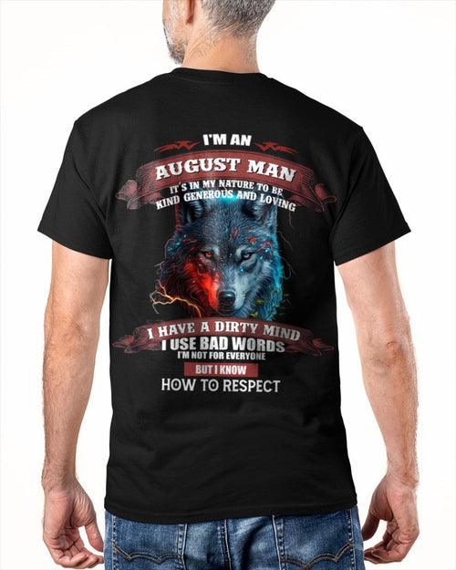 AUGUST - KNOW HOW TO RESPECT - BIRTHDAY T-SHIRT FOR MEN - Virgo08 / male (SKU12-162-08)
