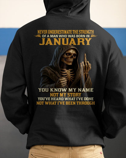 JANUARY - NEVER UNDERESTIMATE - BIRTHDAY T-SHIRT FOR MEN - Virgo01 (SKU26T-01-06-01)