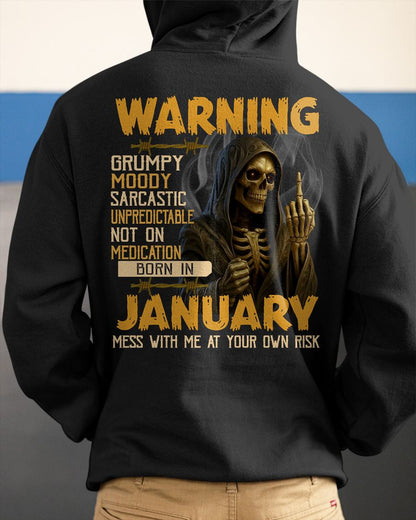 JANUARY - WARNING GRUMPY MOODY - BIRTHDAY T-SHIRT FOR MEN - Virgo01 (SKU26T-01-07-01)