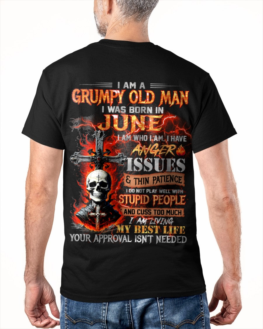 JUNE - GRUMPY OLD MAN T-SHIRT - FUNNY SKULL ANGER ISSUES TEE - PERFECT GIFT FOR MEN Virgo06 / male (SKU12-319-06)