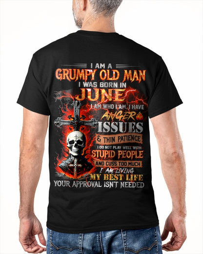 JUNE - GRUMPY OLD MAN T-SHIRT - FUNNY SKULL ANGER ISSUES TEE - PERFECT GIFT FOR MEN Virgo06 / male (SKU12-319-06)