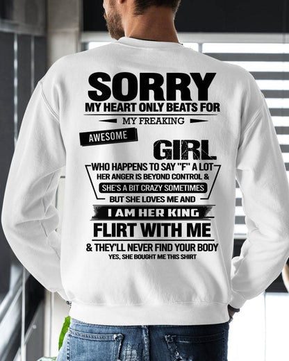 SORRY MY HEART ONLY BEATS FOR MY FREAKING AWESOME GIRL - FROM WIFE - virgo00 (SKU26T-01-59-00)
