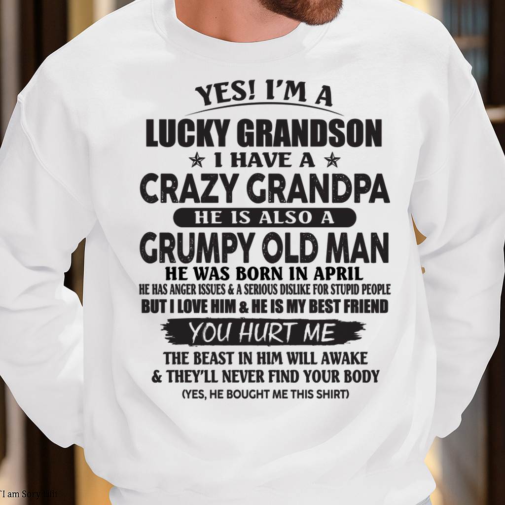 APRIL - LUCKY GRANDSON OF CRAZY GRANDPA -  PERFECT GIFT FROM GRANDPA - virgo04 (SKU12-145-04)