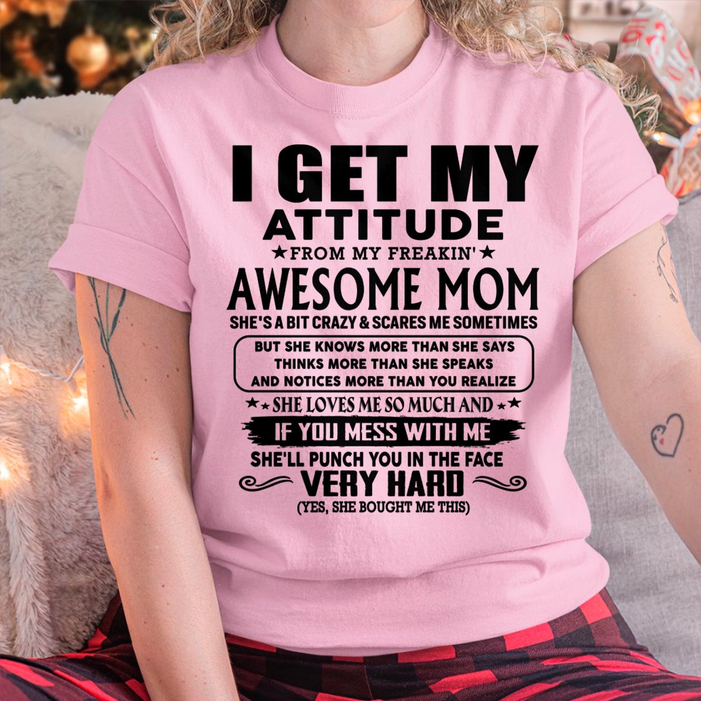 Thanks Mom - I GET MY ATTITUDE FROM MY FREAKIN' AWESOME MOM - Gift for Son and Daughter From Mom - virgo00 (SKU-TMD-CU-00)