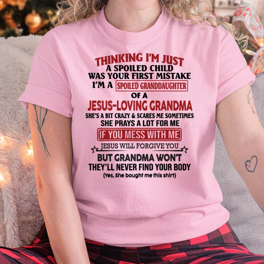 Christian Girl Shirt – Spoiled by Grandma – From Grandma to Granddaughter virgo00 (SKU07-181-00)