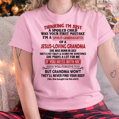 Christian Girl Shirt – Spoiled by Grandma July Edition – From Grandma to Granddaughter virgo07 (SKU07-181-07)