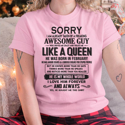 February - Sorry I am already taken by a freaking awesome guy - Gift for Wife From Husband - Virgo02 (SKU08-25-02)