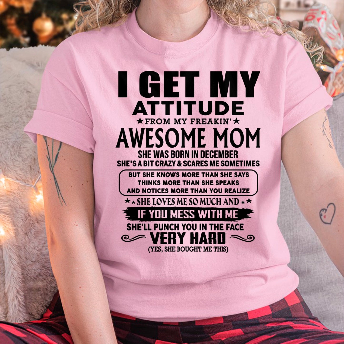Thanks Mom - I GET MY ATTITUDE FROM MY FREAKIN' AWESOME MOM - Gift for Son and Daughter From Mom - virgo12 (SKU-TMD-CU-12)