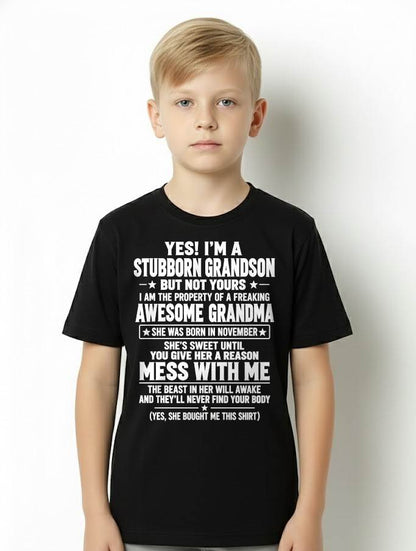 NOVEMBER SHIRT Stubborn Grandson Of An Awesome Grandma - From Grandma - To Grandson - Virgo11 (SKU2610-131-11)