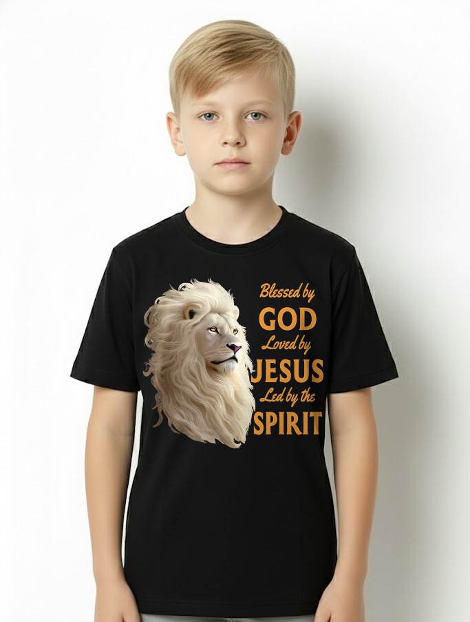 Blessed By God - Loved By Jesus Christian Lion T-Shirt - For Men - Virgo00 (SKU2807-NI-05)