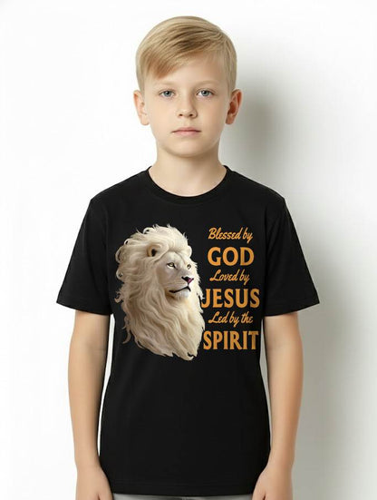 Blessed By God - Loved By Jesus Christian Lion T-Shirt - For Men - Virgo00 (SKU2807-NI-05)