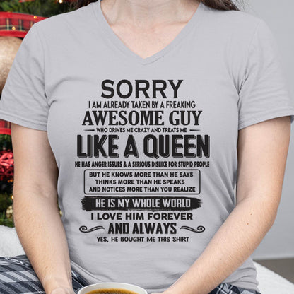 Sorry I am already taken by a freaking awesome guy - Gift for Wife From Husband - Virgo00 (SKU08-25-00)