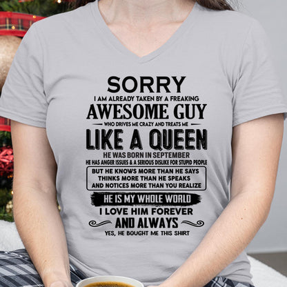 September - Sorry I am already taken by a freaking awesome guy - Gift for Wife From Husband - Virgo09 (SKU-SRG-09)
