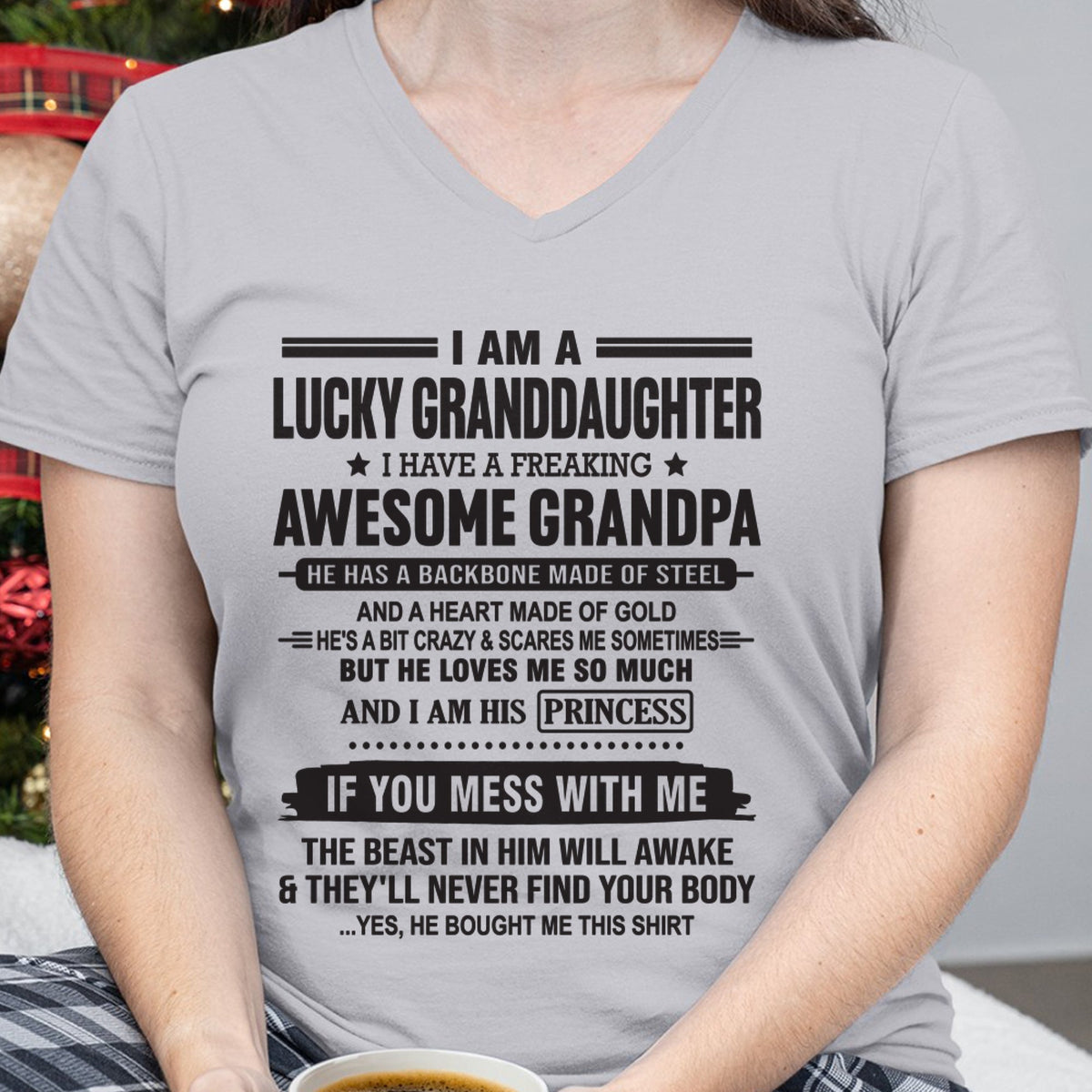 I Am A Lucky Granddaughter T-Shirt – Birthday Gift From Grandpa / Man - virgo00 (SKU11-122-00)